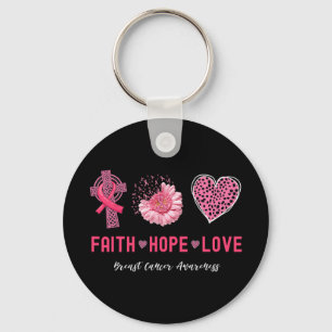 Porte-clés Croix-chrétienne Florale Rose Coeur Cancer du sein