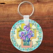 Porte-clés croix chrétienne Iris (Recto)