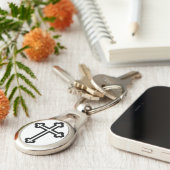 Porte-clés Croix chrétienne noire (Côté )