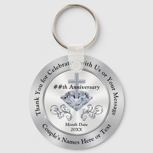 Porte-clés Croix chrétienne, Parti du Diamant pour l'Annivers (Recto)