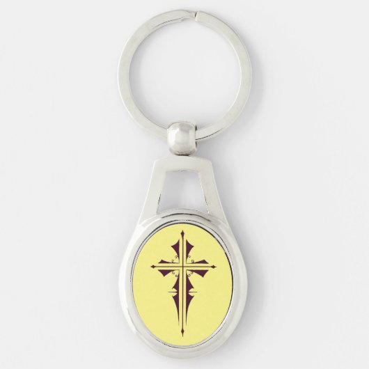 Porte-clés Croix chrétienne violette (Devant)
