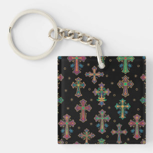 Porte-clés Croix Colorées / La Foi mais Amusante