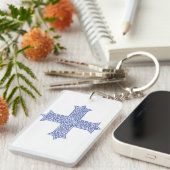Porte-clés Croix copte d'art en Lapis Bleu Premium (Devant droit)