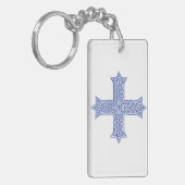 Porte-clés Croix copte d'art en Lapis Bleu Premium (Devant gauche)