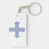 Porte-clés Croix copte d'art en Lapis Bleu Premium (Dos)
