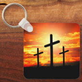 Porte-clés Croix, Coucher de soleil Silhouettes Peinture-6713 (Recto)