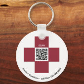 Porte-clés *~* Croix d'alerte Médicale rouge ICE QR AP38 (Recto)