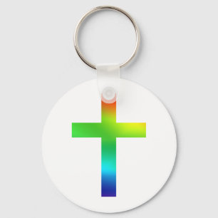 Porte-clés Croix d'arc-en-ciel
