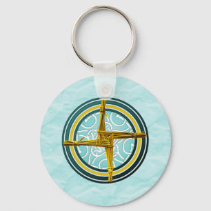 Porte-clés Croix de Brigid jaune sur le bleu