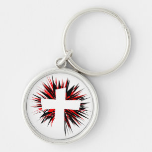 PORTE-CLÉS CROIX DE DÉBUT BLANC