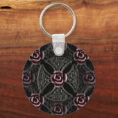 Porte-clés Croix de fer médiévale gothique avec rose (Recto)