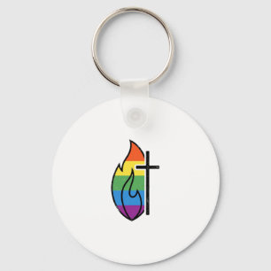 Porte-clés Croix de Flamme Arc-en-ciel Vintage Christian Vect
