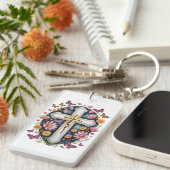 Porte-clés Croix de foi florale (Devant droit)