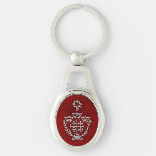 Porte-clés Croix de Jérusalem tatouage de pèlerinage tampon r