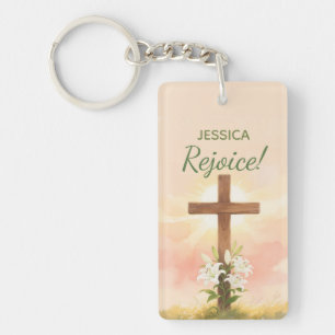 Porte-clés Croix de joie de Pâques Cadeau chrétien