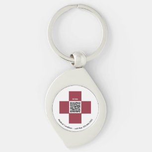Porte-clés *~* Croix de l'alerte Médicale ICE rouge QR AP38