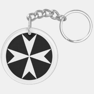 Porte-clés Croix de Malte v2 (blanc sur noir)