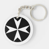 Porte-clés Croix de Malte v2 (blanc sur noir) (Dos)