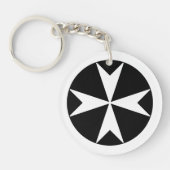 Porte-clés Croix de Malte v2 (blanc sur noir) (Devant)