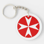 Porte-clés Croix de Malte v2 (blanc sur rouge) (Devant)