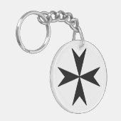 Porte-clés Croix de Malte v2 (noir sur blanc) (Devant gauche)