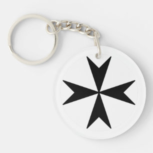 Porte-clés Croix de Malte v2 (noir sur blanc)