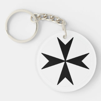 Porte-clés Croix de Malte v2 (noir sur blanc)