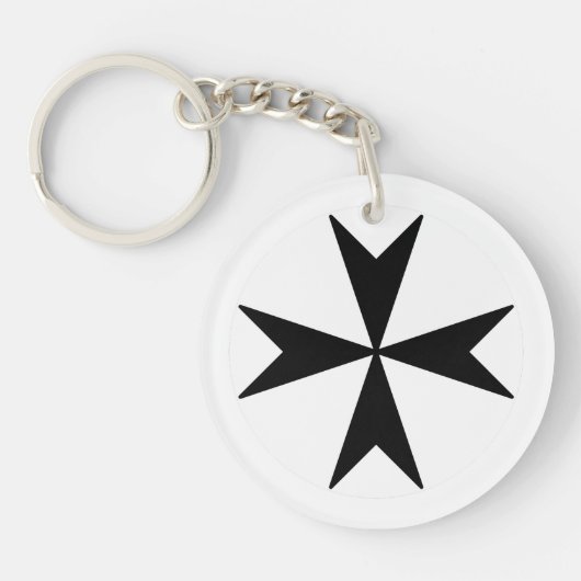 Porte-clés Croix de Malte v2 (noir sur blanc) (Devant)