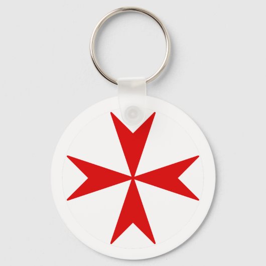 Porte-clés Croix de Malte v2 (rouge sur blanc) (Recto)