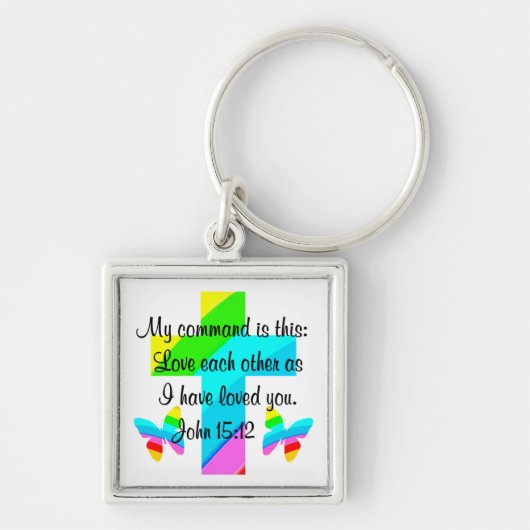 PORTE-CLÉS CROIX DE PLANCHE ET BOUTEILLE JOHN 15:12 (Devant)