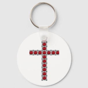 Porte-clés Croix de rubis d'octobre