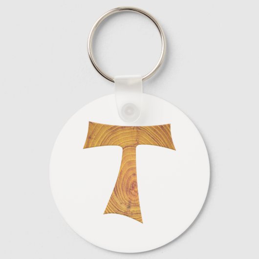 Porte-clés Croix de Tau franciscaine en bois (Recto)