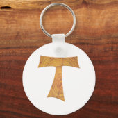 Porte-clés Croix de Tau franciscaine en bois (Recto)