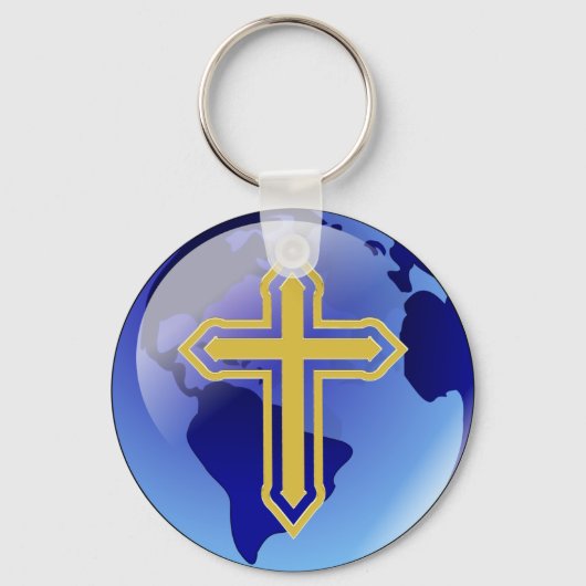 Porte-clés Croix d'or et Terre (Recto)