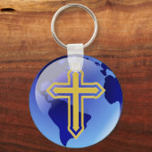 Porte-clés Croix d'or et Terre (Recto)