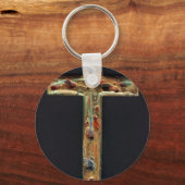 Porte-clés Croix d'or sculptée à la main (Recto)