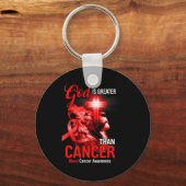 Porte-clés Croix du lion chrétien Dieu est plus grand que le  (Recto)