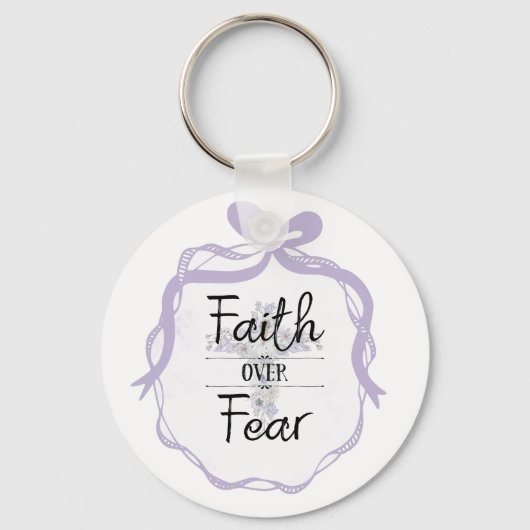 Porte-clés Croix florale avec citation chrétienne (Recto)