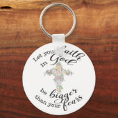 Porte-clés Croix florale avec citation chrétienne (Recto)