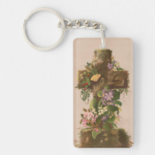 Porte-clés Croix florale rustique vintage, carte de Pâques,