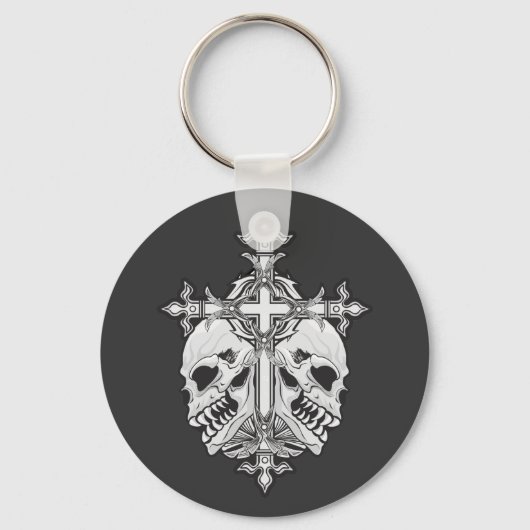 Porte-clés Croix gothique et crânes (Recto)