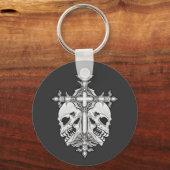 Porte-clés Croix gothique et crânes (Recto)