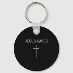 Porte-clés Croix Jésus Sauve Minimaliste Foi Chrétienne Relig