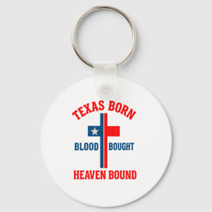 Porte-clés Croix née au Texas, sang acheté, liée au ciel