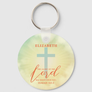 Porte-clés Croix Ombre colorée Écriture personnalisée