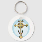 Porte-clés Croix Orthodoxe Dorée Symbole Religieux (Recto)