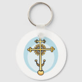 Porte-clés Croix Orthodoxe Dorée Symbole Religieux (Verso)