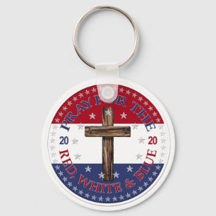 Porte-clés Croix rouge, blanche et bleue pour la prière 2020