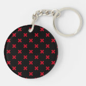 Porte-clés Croix rouge coutures sur noir (Dos)