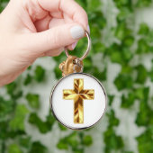 PORTE-CLÉS CROIX SAINTE EN OR (Main)